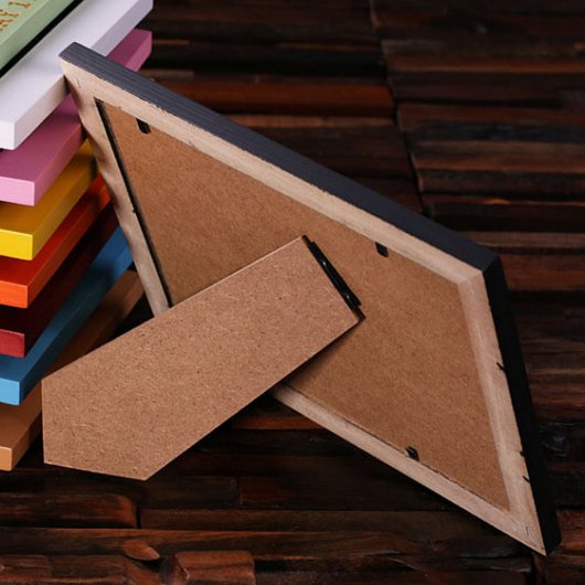 Pink Engraved 5" x 7" Natural Wood Picture Frame (Back)