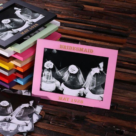 Pink Engraved 5" x 7" Natural Wood Picture Frame (Front)