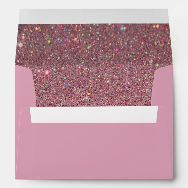 Pink Envelope, Pink Glitter Lined Envelope (Back (Bottom))
