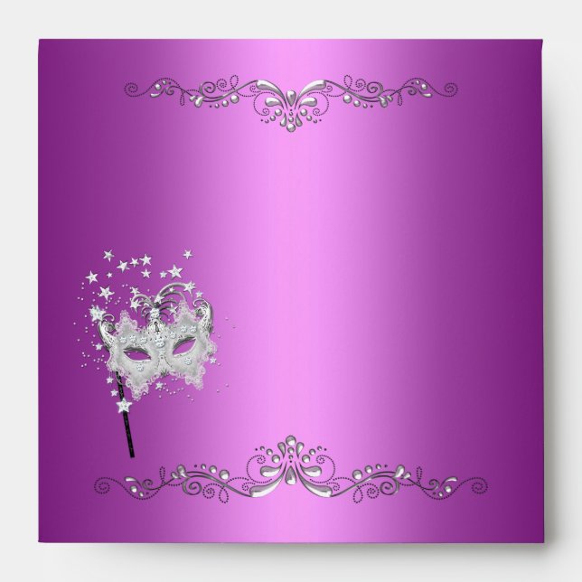 Pink Envelope Silver White Mask Masquerade (Front)