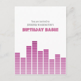 Pink Equalizer Invitation Postcard