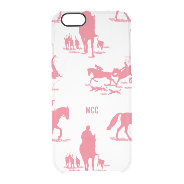 Pink Equestrian Chinoiserie Monogram Uncommon iPhone Case (Back)