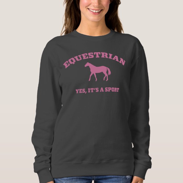 Pink Equestrian College Style Sweater Horse Sport (Front)