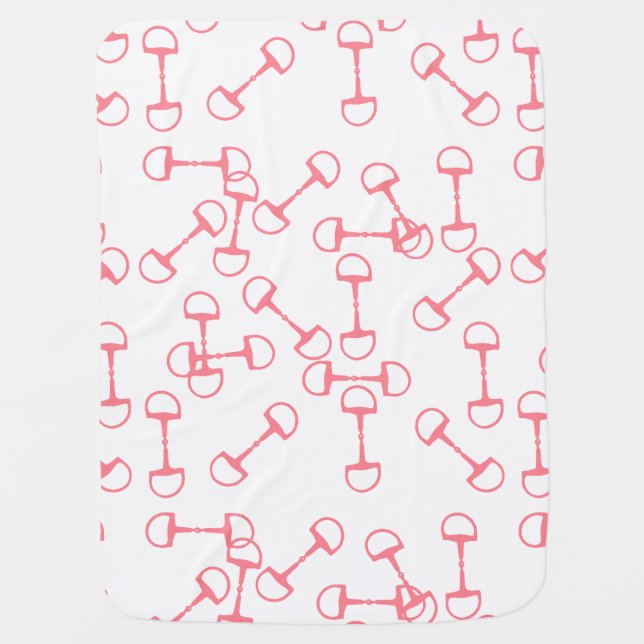 Pink Equestrian Horse Bits Receiving Blanket (Front)