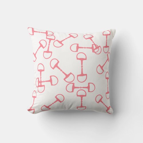 Pink Equestrian Horse Bits Throw Pillow