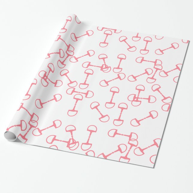 Pink Equestrian Horse Bits Wrapping Paper (Unrolled)