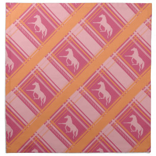 Pink Equestrian Plaid Pony Pattern Cloth Napkin