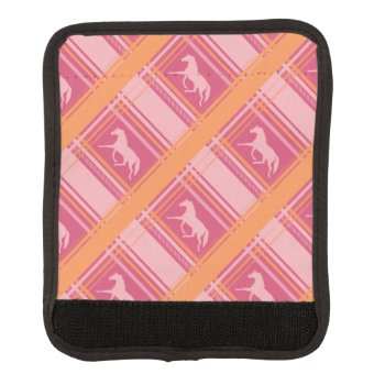 Pink Equestrian Plaid Pony Pattern Luggage Handle Wrap by PaintingPony at Zazzle