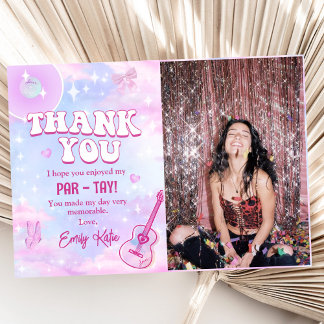 Pink Eras Birthday Party Thank You Card