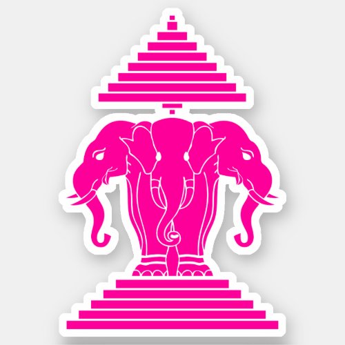 Pink Erawan Three Headed Elephant Lao  Laos Flag Sticker