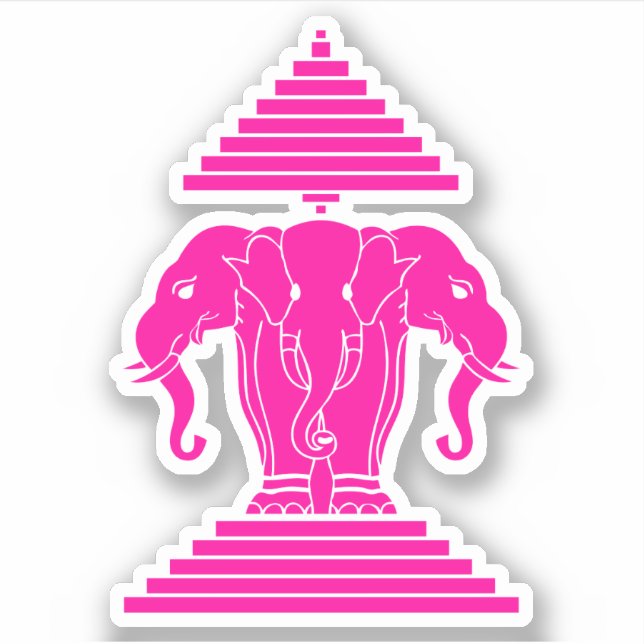 Pink Erawan Three Headed Elephant Lao / Laos Flag Sticker (Front)