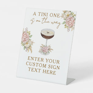 Pink Espresso Martini Baby Shower Custom Signage Pedestal Sign