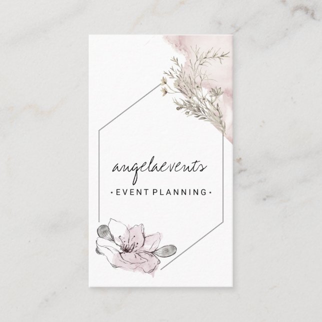 Pink Essential Oils Elegant Retro Flower Business Card (Front)