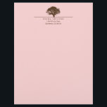 Pink eternal oak tree elegant custom autumn letterhead<br><div class="desc">Make a lasting impression with these personal letterheads. This customizable stationery features an illustrated oak tree above your name and return address. These quality letterheads add a personal touch to correspondence such as letters of congratulations,  thank you notes,  referrals or recommendations.</div>
