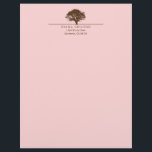 Pink eternal oak tree elegant custom autumn letterhead<br><div class="desc">Make a lasting impression with these personal letterheads. This customizable stationery features an illustrated oak tree above your name and return address. These quality letterheads add a personal touch to correspondence such as letters of congratulations,  thank you notes,  referrals or recommendations.</div>