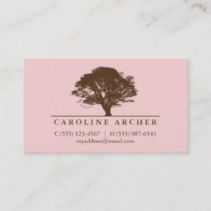 Pink eternal oak tree elegant style nature business card