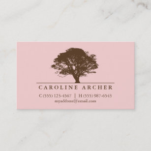 Pink eternal oak tree elegant style nature business card
