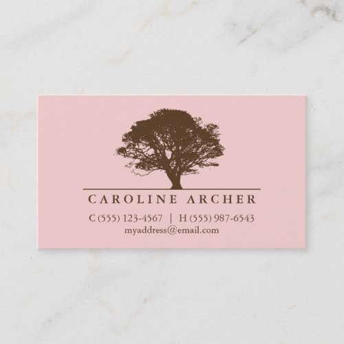 Pink eternal oak tree elegant style nature business card