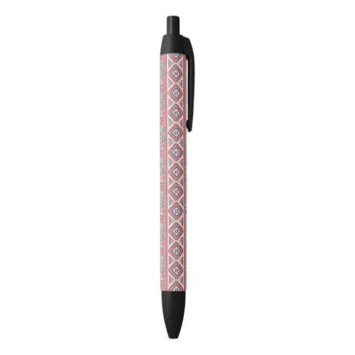 Pink Ethnic Elephant Pattern Black Ink Pen