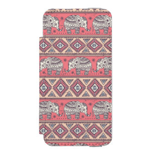 Pink Ethnic Elephant Pattern Wallet Case For iPhone SE/5/5s