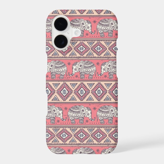 Pink Ethnic Elephant Pattern Iphone Case (Back)