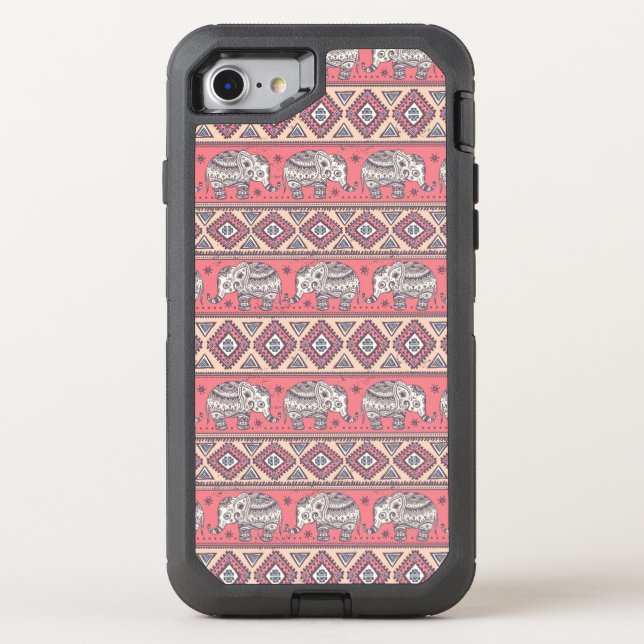 Pink Ethnic Elephant Pattern Otterbox iPhone Case (Back)