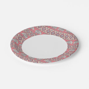 Pink Ethnic Elephant Pattern Paper Plates