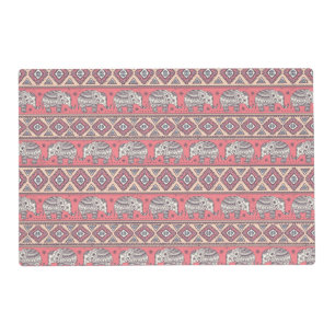Pink Ethnic Elephant Pattern Placemat