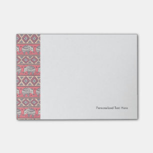 Pink Ethnic Elephant Pattern Post-it Notes