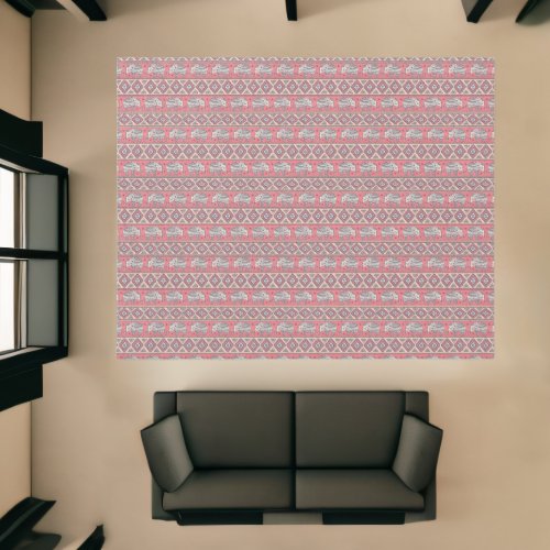 Pink Ethnic Elephant Pattern Rug