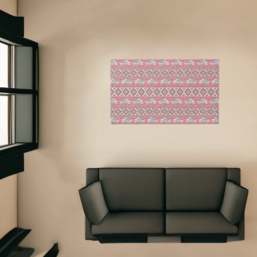 Pink Ethnic Elephant Pattern Rug