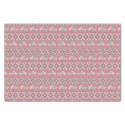 Pink Ethnic Elephant Pattern Tissue Paper