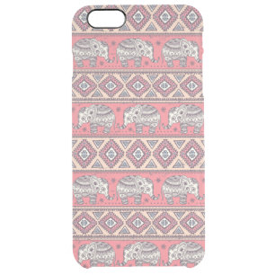 Pink Ethnic Elephant Pattern Clear iPhone 6 Plus Case