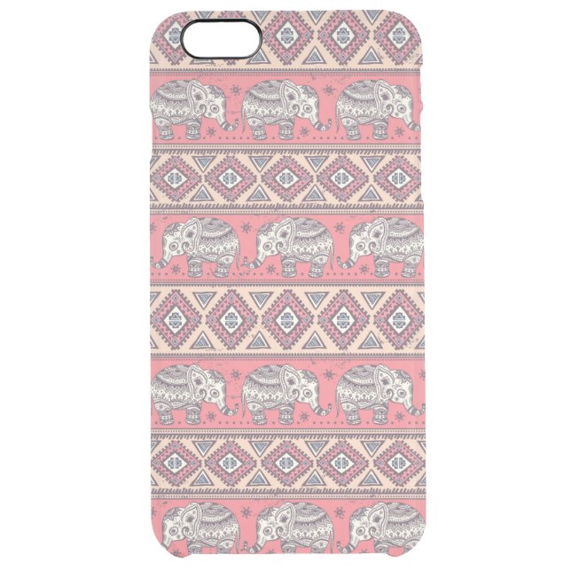 Pink Ethnic Elephant Pattern Uncommon iPhone Case (Back)