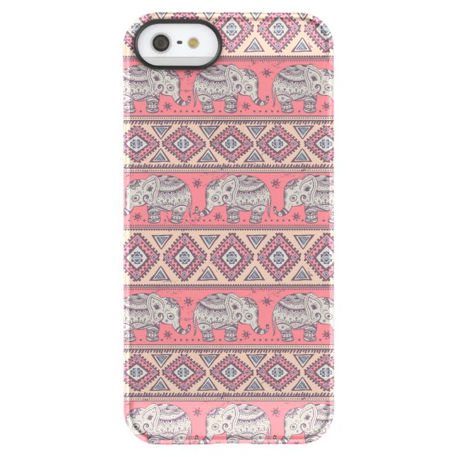 Pink Ethnic Elephant Pattern Uncommon iPhone Case (Back)