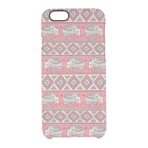 Pink Ethnic Elephant Pattern Clear iPhone 6/6S Case