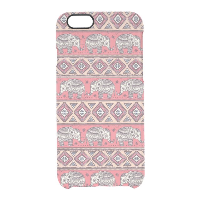 Pink Ethnic Elephant Pattern Uncommon iPhone Case (Back)