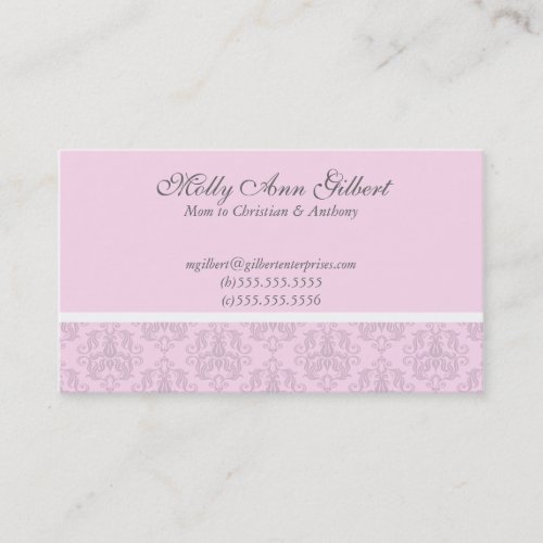 Pink European Elegance Mommy Cards Business Cards