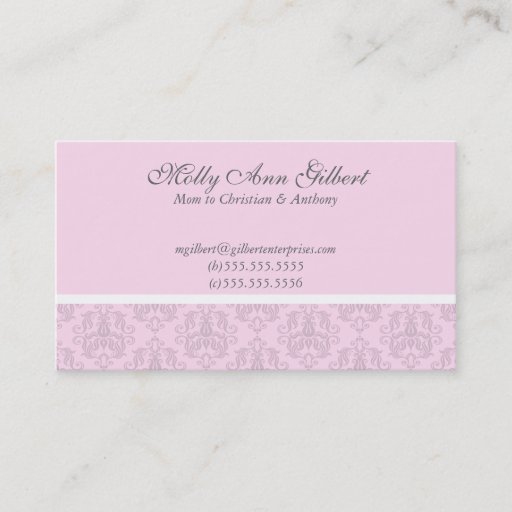 Customizable Pink European Elegance Mommy Cards Business Cards
