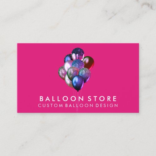 Pink Event Plan Party Decoration Glitter Balloons Business Card