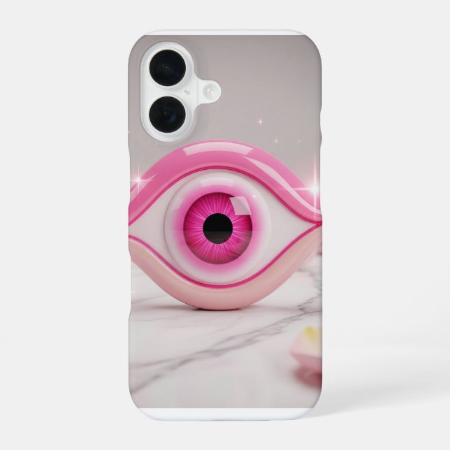 Pink Evil Eye Amulet on Marble Surface iPhone Case (Back)