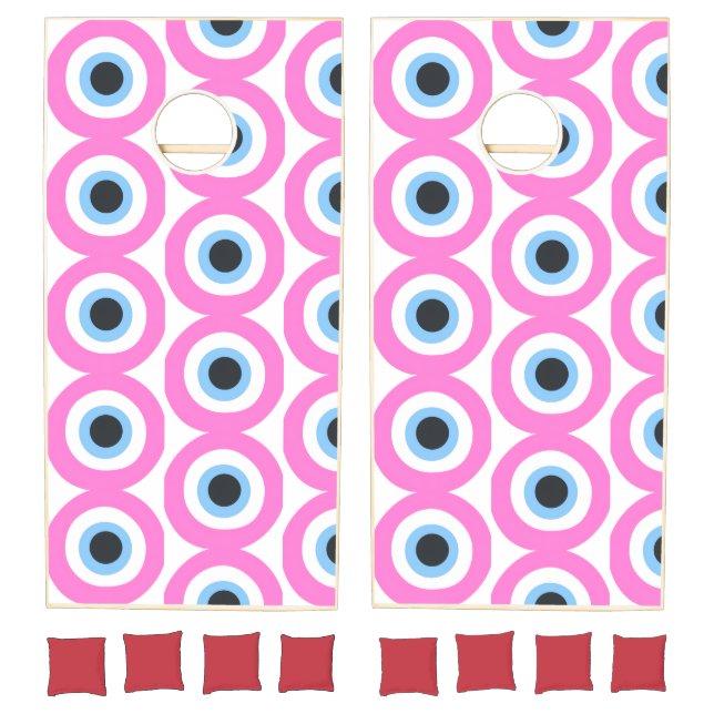pink evil eye cornhole set (Set)
