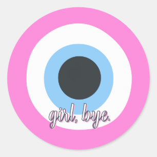 pink evil eye    customizable  classic round sticker