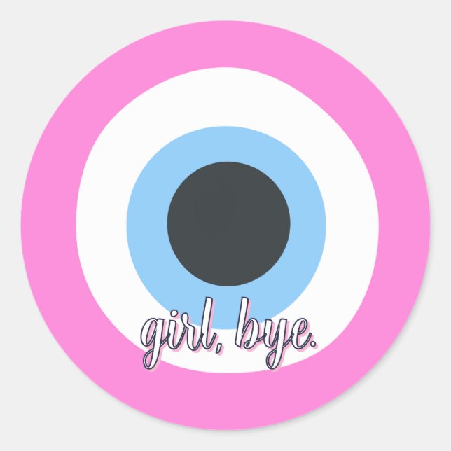 pink evil eye || customizable  classic round sticker (Front)