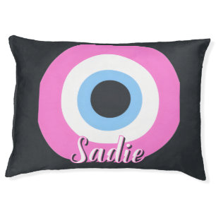 pink evil eye customizable pet bed