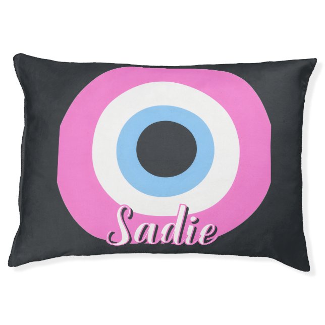 pink evil eye customizable  pet bed (Front)
