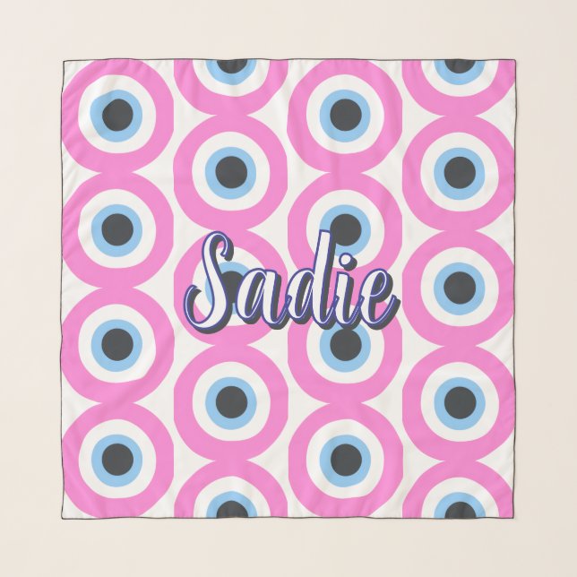 pink evil eye customizable  scarf (Front)