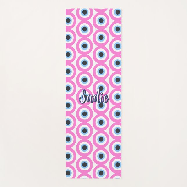 pink evil eye customizable  yoga mat (Front)