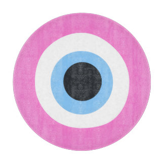 pink evil eye cutting board