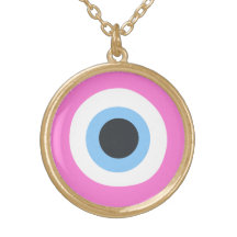 pink evil eye gold necklace